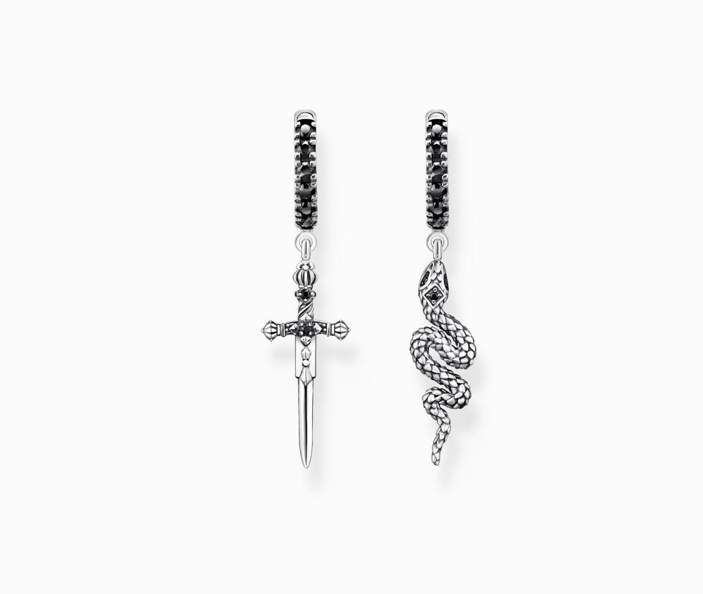 925 SILVER HOOPS WITH SNAKE & SWORD - KAYF