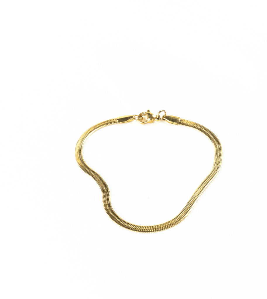 Micro Heringbone Bracelet (Gold) - KAYF